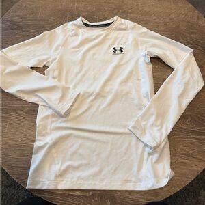 Under Armour Boy’s Heatgear Long Sleeve White Performance Shirt